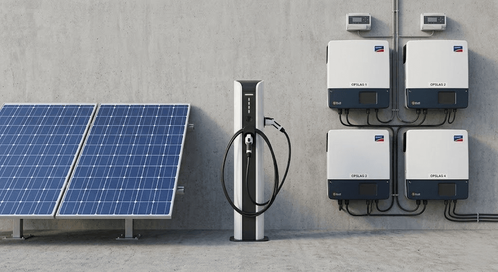 Zonnepanelen met thuisbatterij en omvormer
